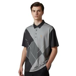 William Murray Mens XL Golf Polo Black Gray Argyle Performance Stretch Preppy
A